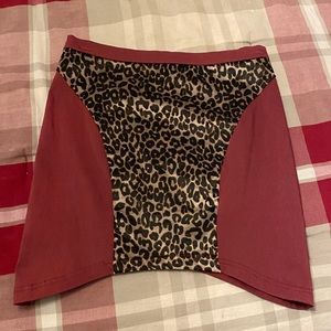 Leopard and burgundy skirt